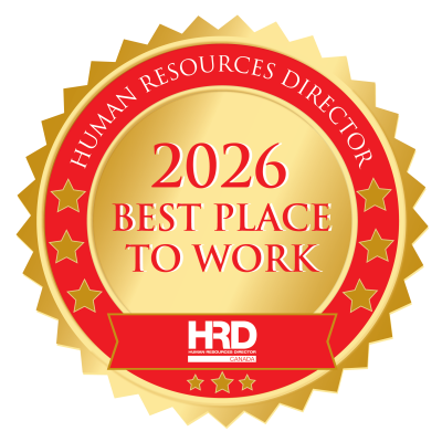 2026 Best Place to Work award badge from Human Resources Director Canada, featuring a gold and red seal design.