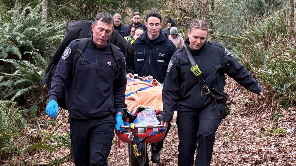 Abbotsford Fire Rescue Service crews rescued a hiker on the Sumas Mountain trails on Feb. 21, 2026.