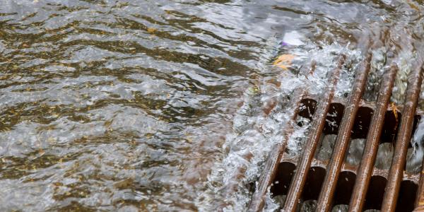 Image of water running into storm drain